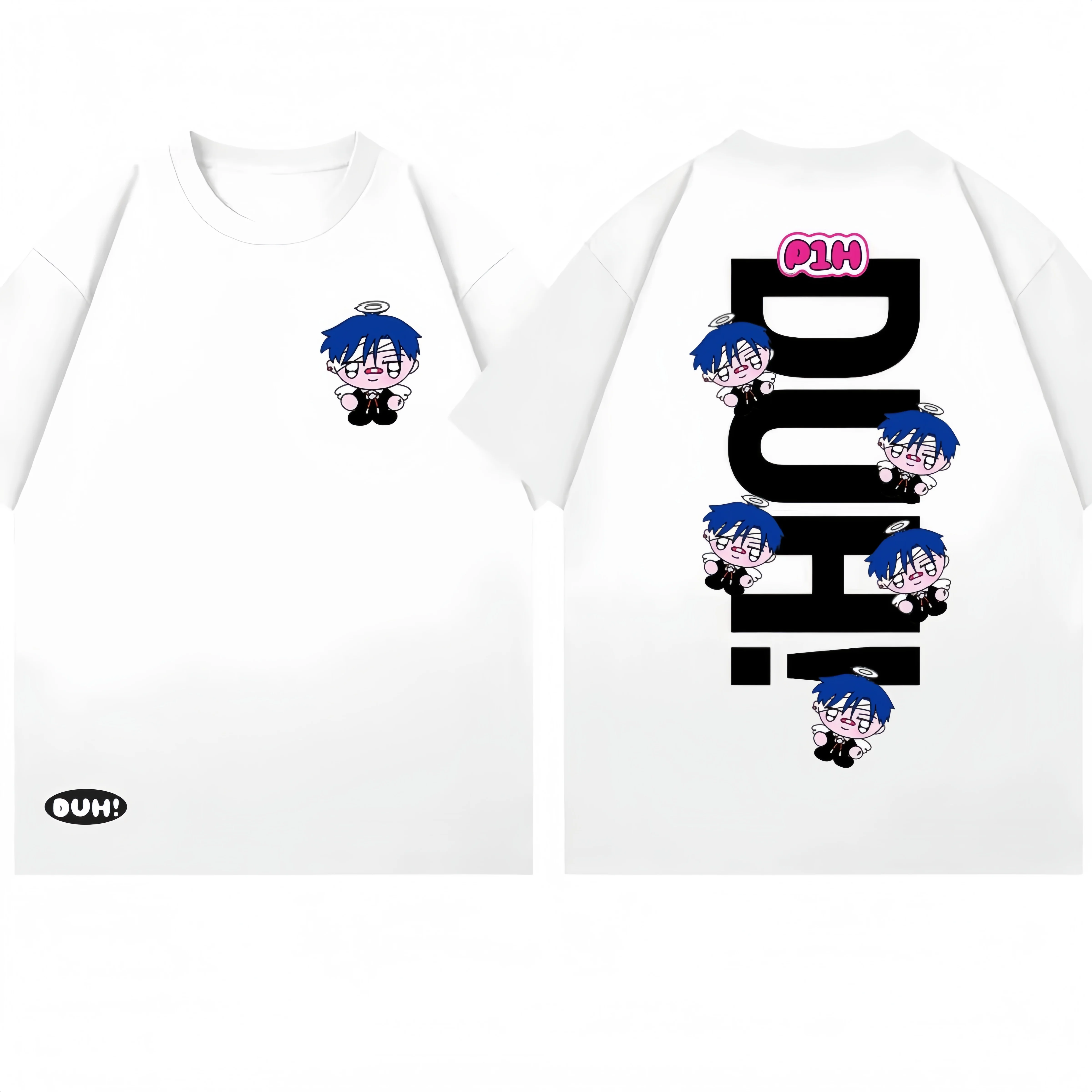 

KPOP P1Harmony DUH Album Oversized T Shirt Korean Fashion 100% Cotton Hip Hop Tee Shirt Harajuku Tops Couple Clothes