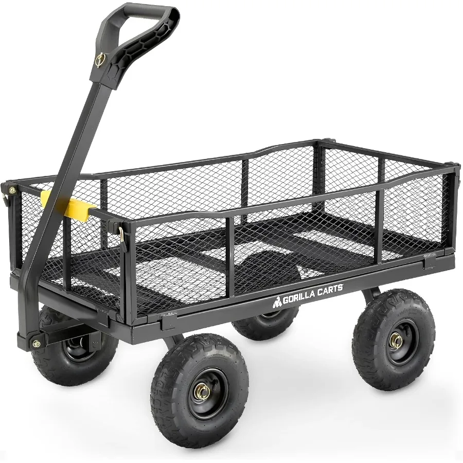 Steel Utility Cart, 900 lb. Capacity, 4 Cu Ft, Black