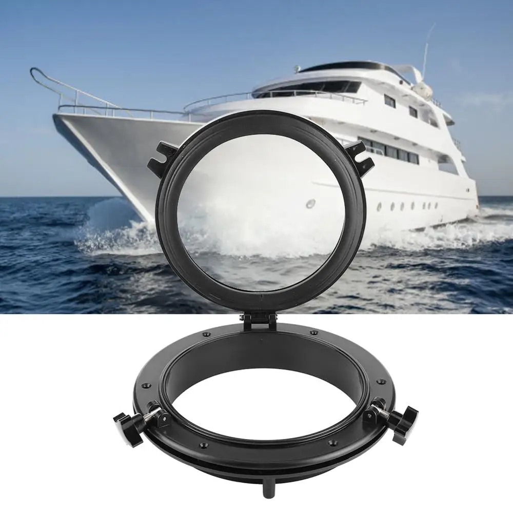 10in Marine Porthole Round Black Portlight Stalinite Window Universal for RV Boat Yacht New