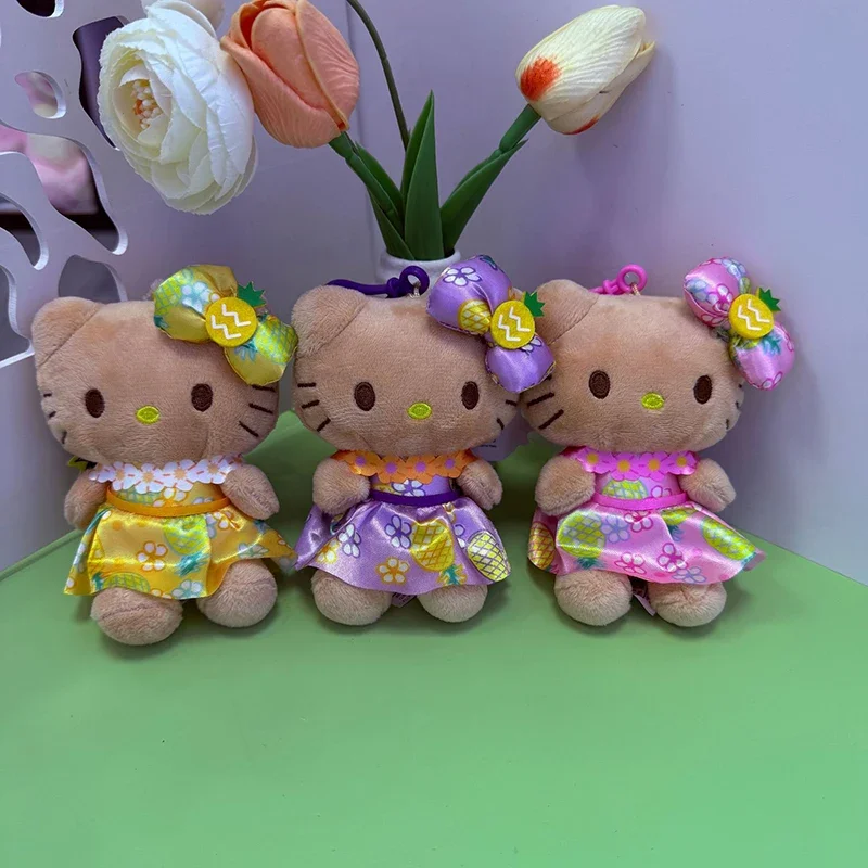 Simpatico portachiavi in peluche con ciondolo pometo di ananas in pelle Hello Kitty KT Cat