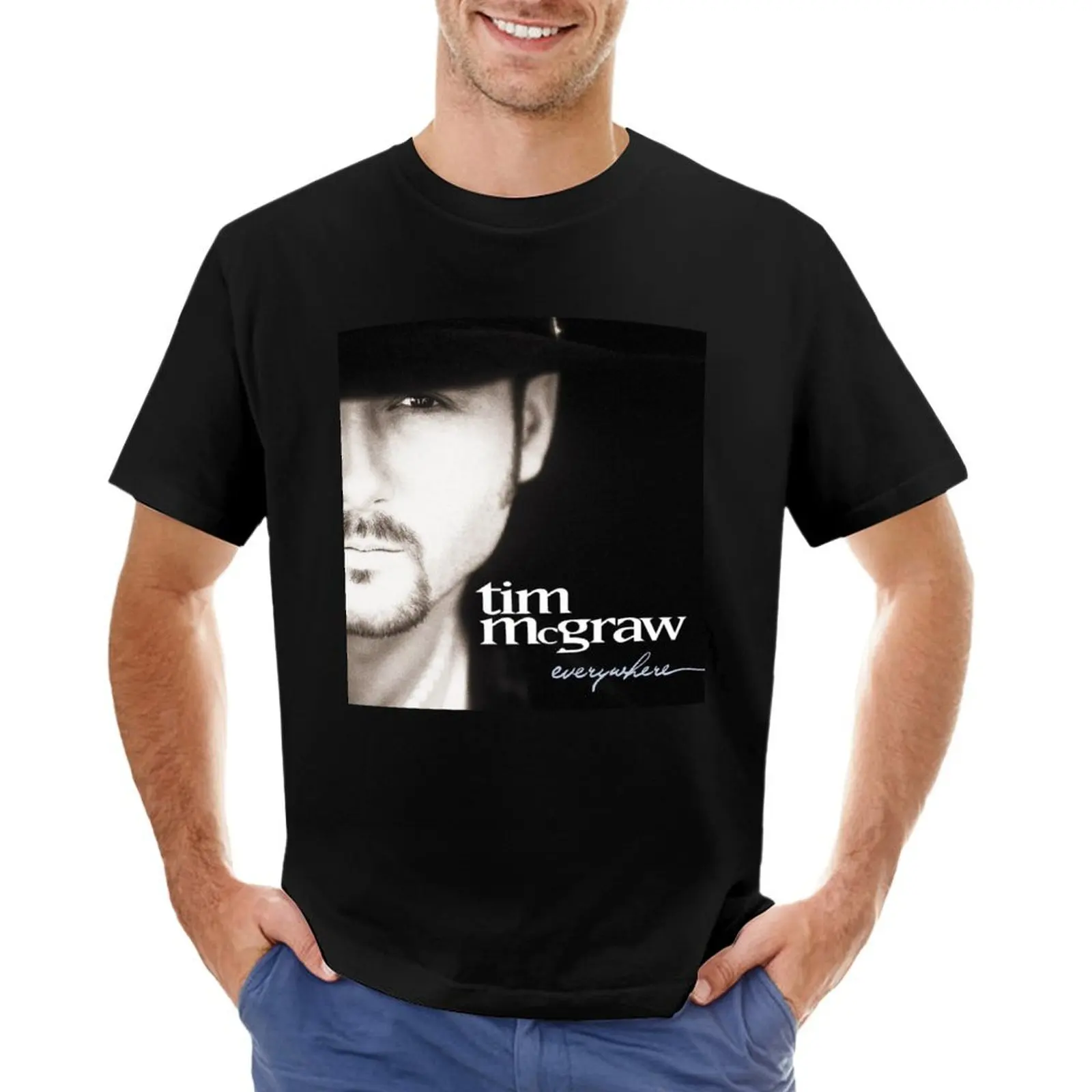 Tim Mcgraw Everywhere Sticker T-shirt boys whites korean fashion summer tops mens t shirts