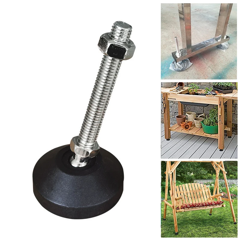 M6 M8 M10 M12 Stainless Steel Nylon Fixed Foot Pads Adjustable Screw Furniture Support Legs Furniture Hardware Support Foot