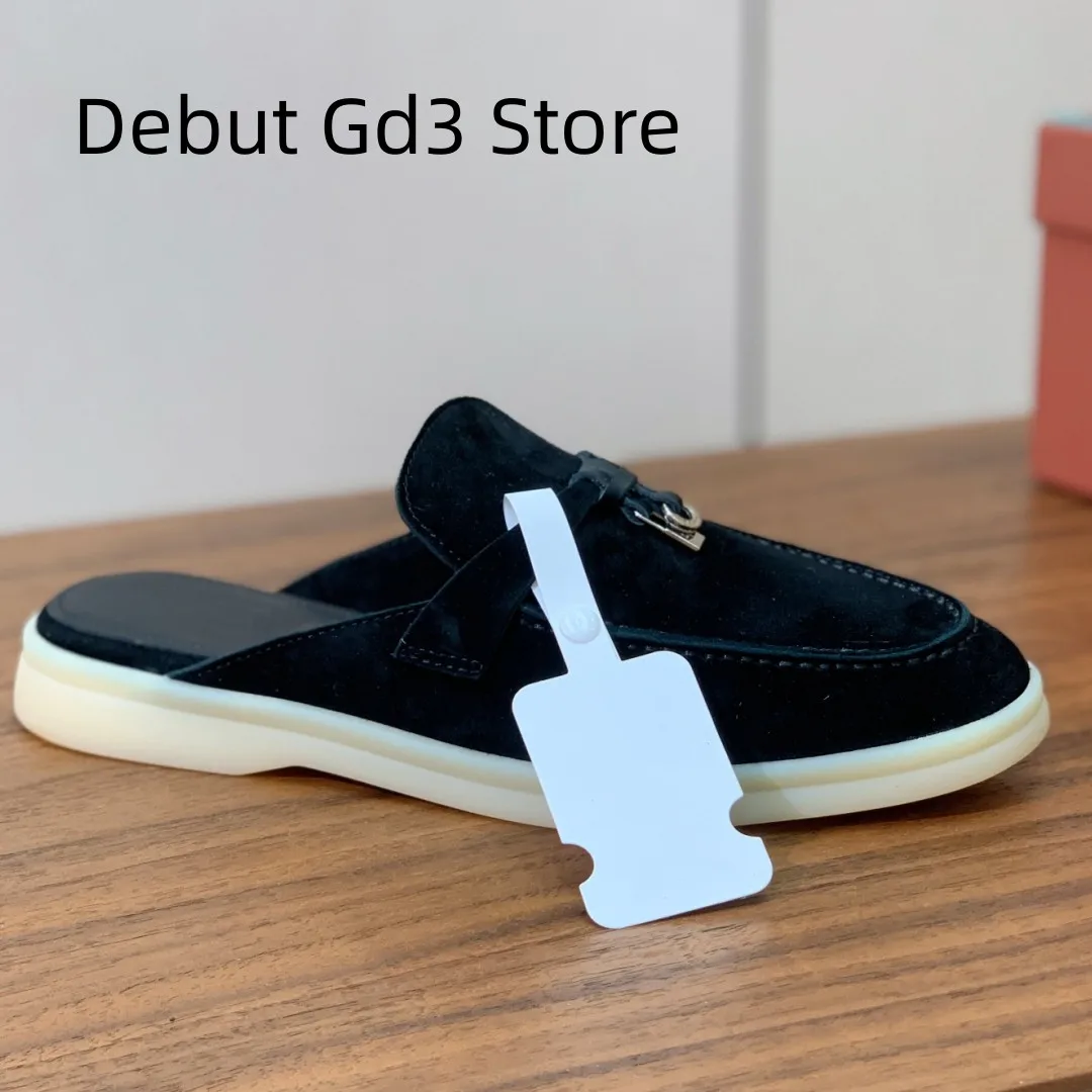 Top Quality 2024 New Lefu Shoes Italian Quality Flat Shoes Classic Versatile Baotou Slippers Retro Casual Flat Half Slippers