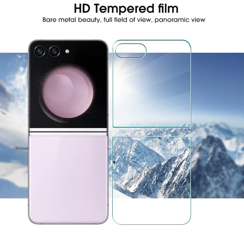 Tempered Glass Screen Protector for Samsung Galaxy Z Flip 5 Outer & Back 9H High Definition Glass Protective Films for Z Flip 5