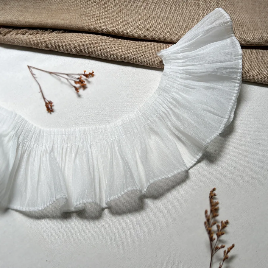 2/3/5yards/lot 10cm Thin Soft Apricot/White Lace Trim Ruffle Lace for Dress Hem Applique SC322