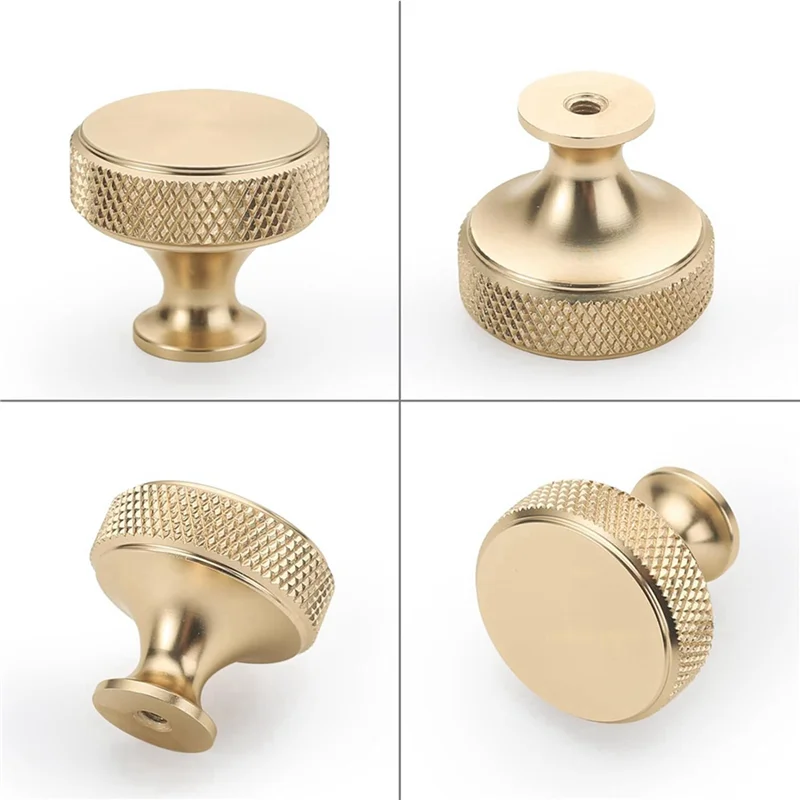 ABUH-30 Pack 1.2 Inch Brushed Gold Cabinet Knobs Knurled Kitchen Cabinet Knobs Gold Drawer Knobs Round Dresser Knobs