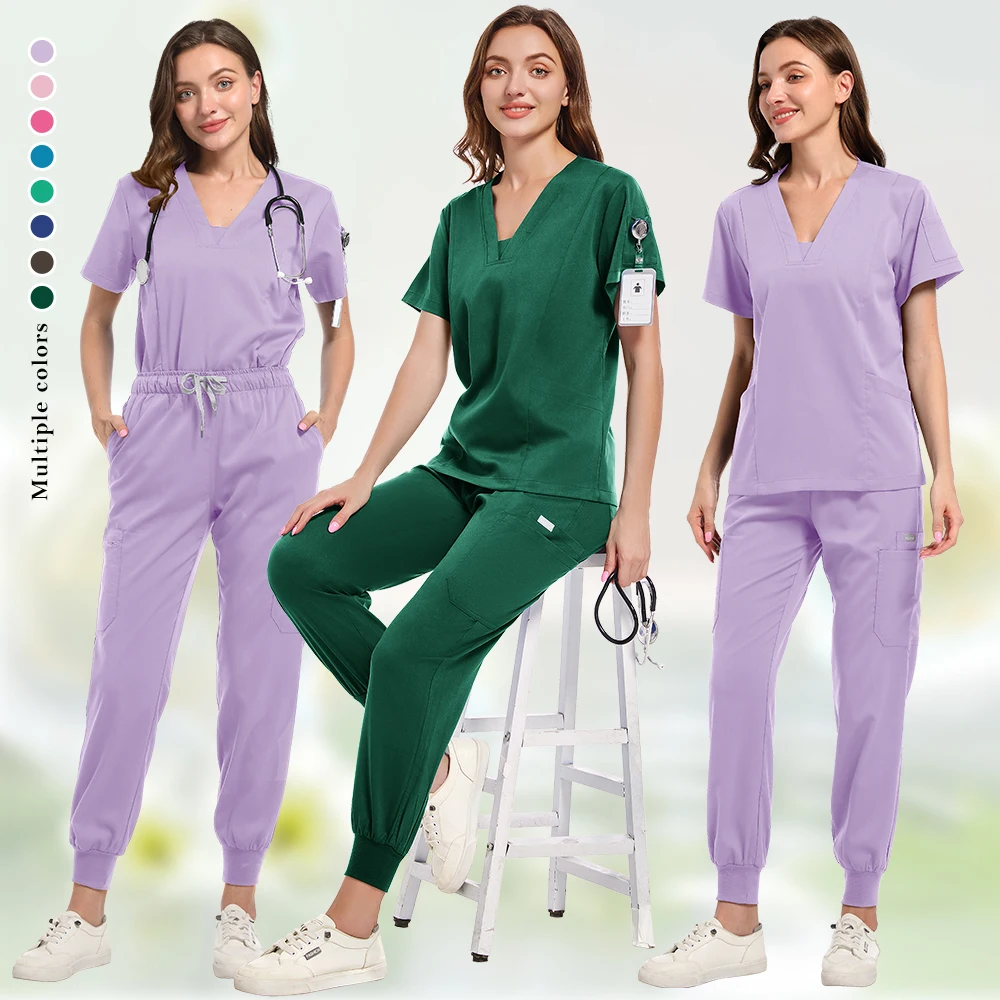 

Thick high-quality medical women's pure color set care accessories hospital surgical gown dental clinic beauty salon uniform