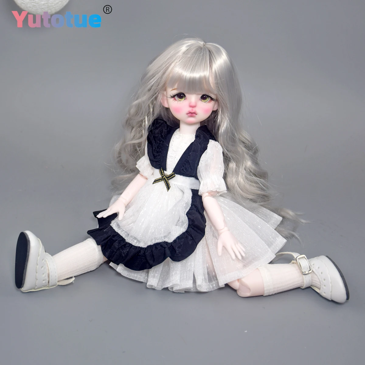 Yutotue 30cm de altura menina boneca brinquedo prata perucas vestido sapatos pintados à mão maquiagem realista 1/6 bjd boneca crianças presente