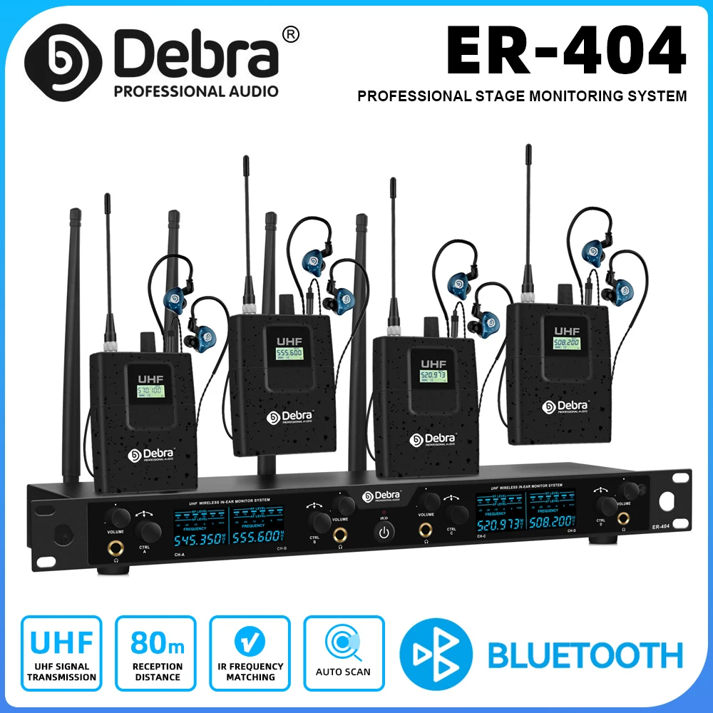 

Профессиональная беспроводная система мониторинга Debra ER-404 с Bluetooth 5.0 и инфракрасным сопряжением, для церквей и сцен
