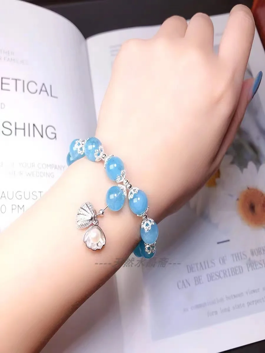 سوار فضي 925 للرجال والنساء ، مجوهرات الزبرجد الطبيعية ، قلادة حورية البحر ، جودة عالية #4