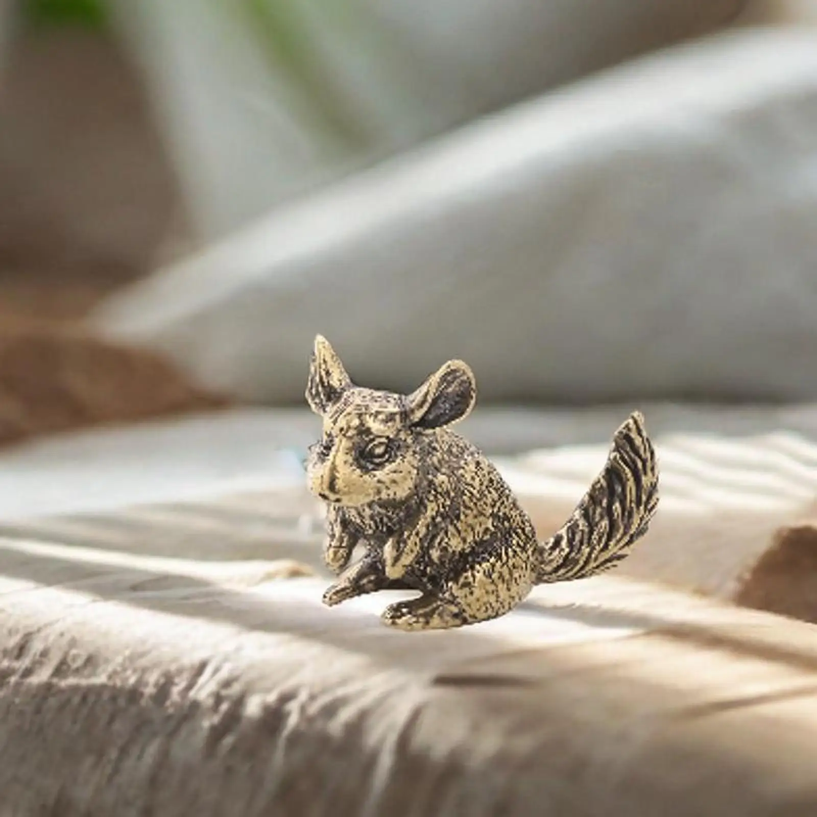 Brass Squirrel Ornament Crafts Decor Small Animal Figurine Collectible Figurine