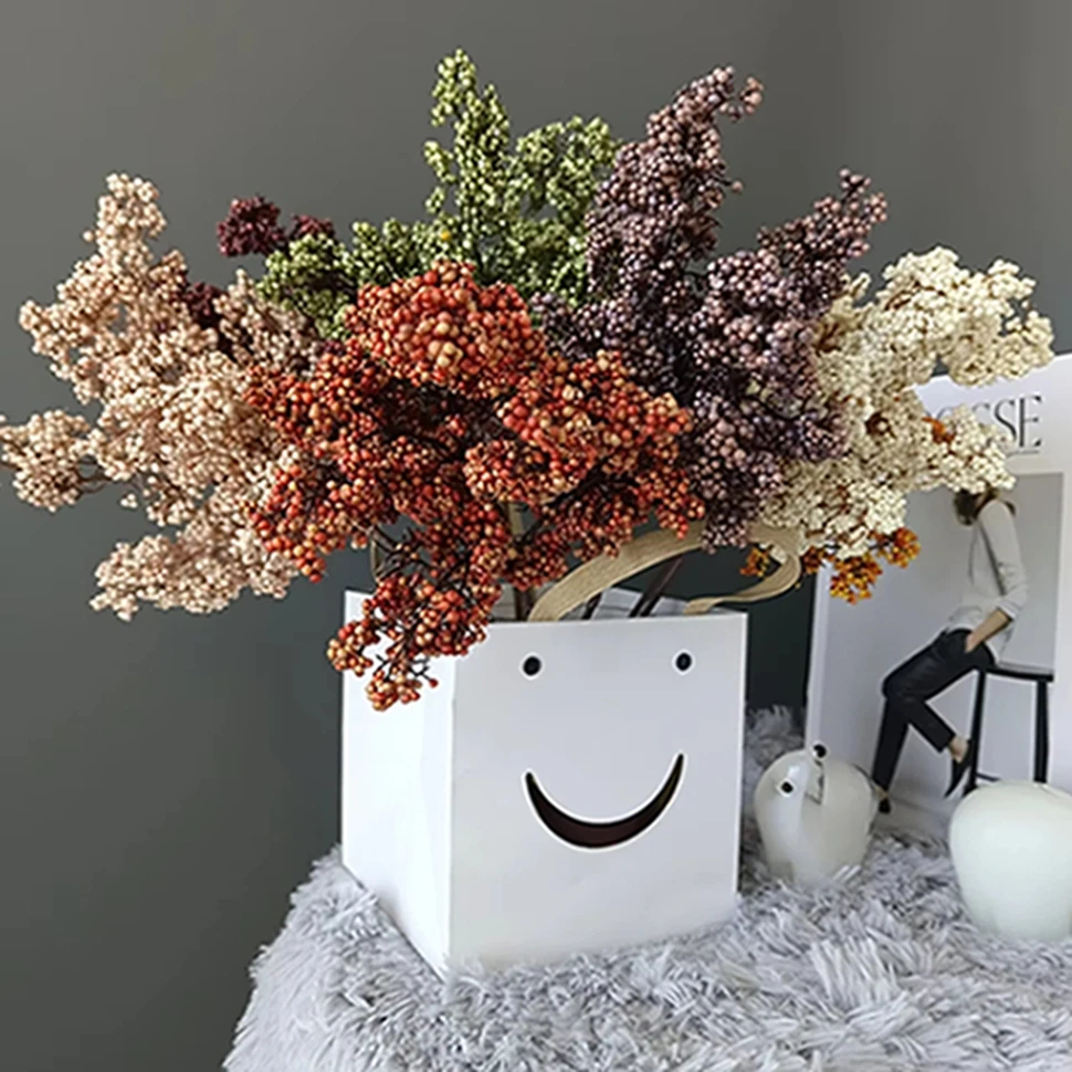 

Artificial Flowers Plants Winterberry Wedding Bridal Bouquet Christmas Home Vase Outdoor Garden Bonsai Festival Diy Decora Gifts