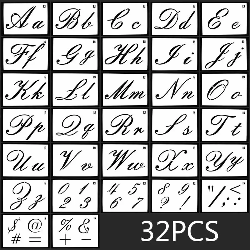 

32pcs/set Letter Number Symbol Layering Stencils Template Painting Scrapbooking Album Decor DIY Embossing Paper Card