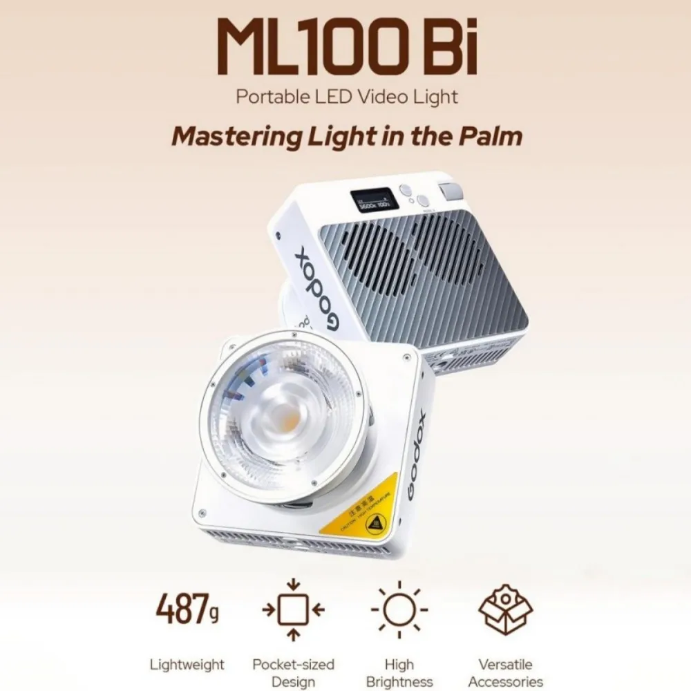 Godox ML100Bi 100W Bi-Color LED Light 2800-6500K CRI97 487g 11 FX Bluetooth APP for Vlog Photography Video Studio