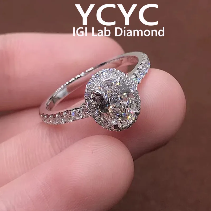 مصنع بيع الذهب الأبيض عيار 14 قيراط 3 4 5 قيراط مختبر نمت خاتم الماس البيضاوي قطع الماس CVD HPHT DEF VS-VVS خاتم الزواج والخطوبة #3