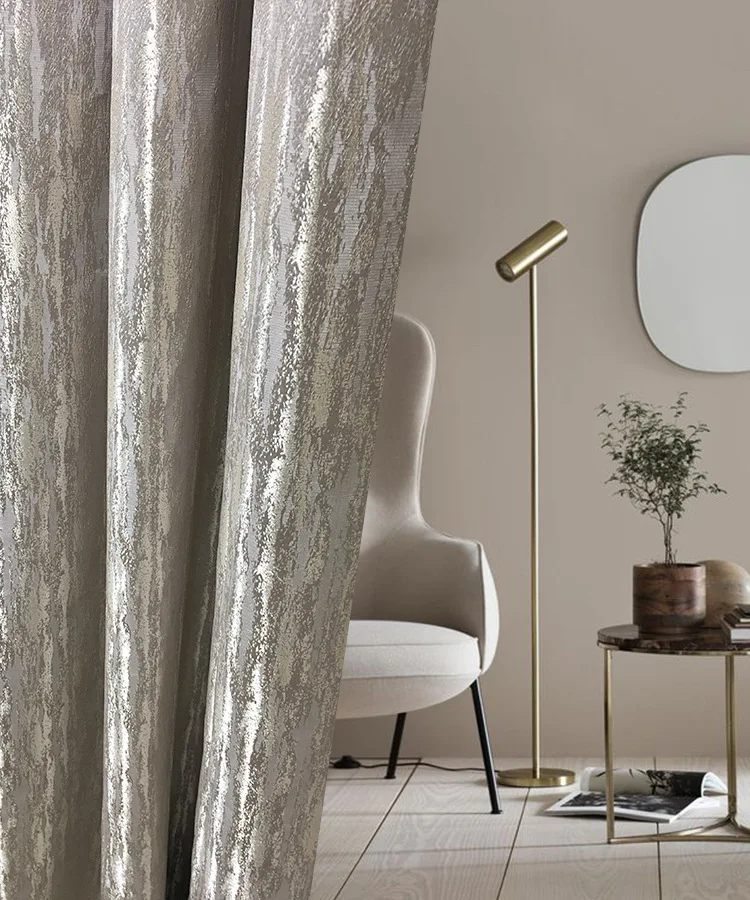 

Champagne Gold Italian Minimalist Luxury Silk Satin Galaxy Elegant Atmosphere Exquisite Curtains for Living Room Dining Bedroom