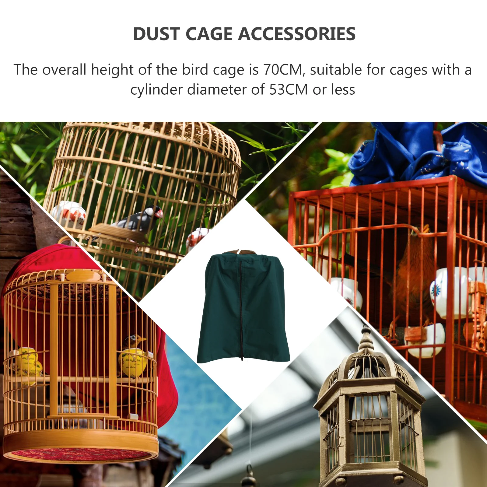 

Birdcage Cover Round Cage Polyester Zipper Breathable Windproof Rain Sunshade Cage Cover Parrot Mesh Shading Cloth Accessory