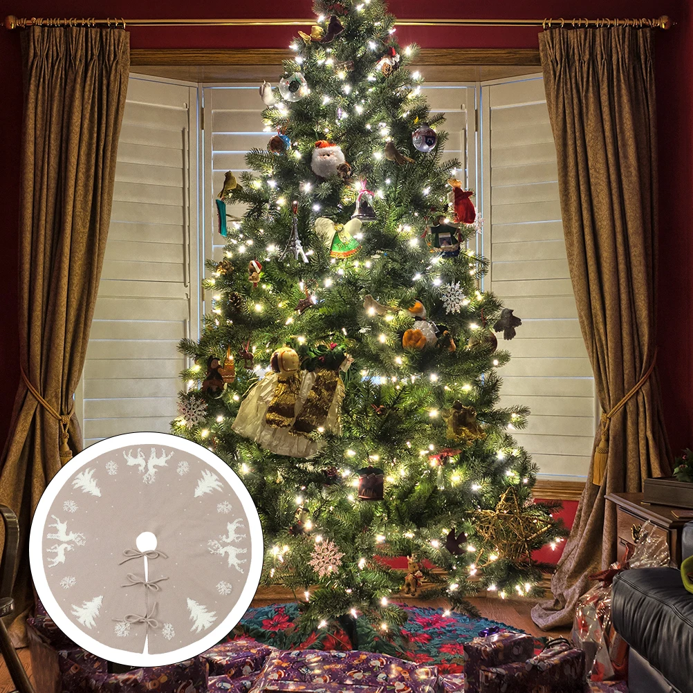 

Christmas Tree Skirt White under Decorations Decorative Apron Christams Woven Material