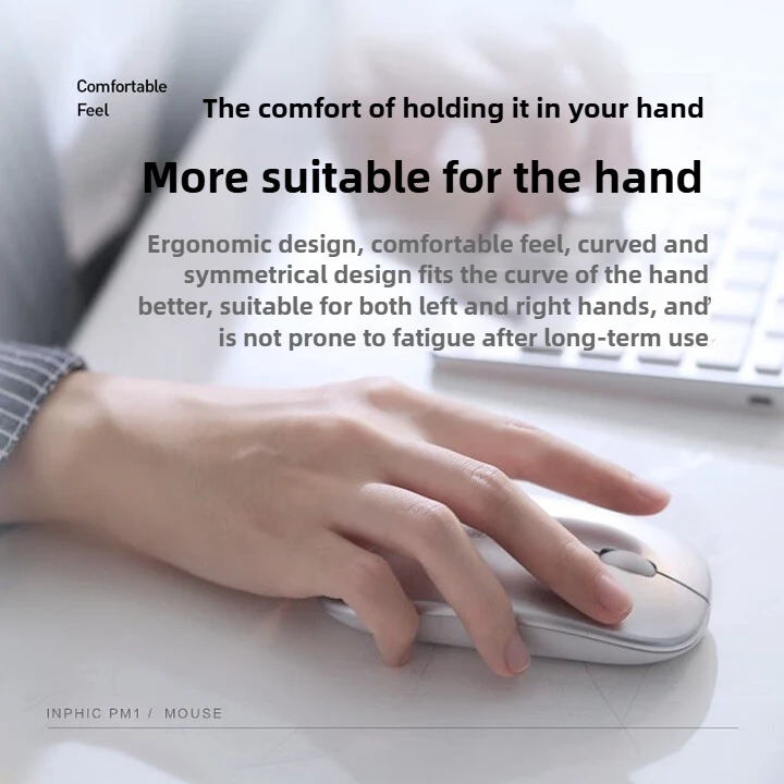 INPHIC M1PRO ماوس لاسلكي ثلاثي الوضع، ماوس مكتب صامت قابل لإعادة الشحن، شاشة عرض مستوى البطارية، بطارية ذكية موفرة للطاقة بقدرة 500 مللي أمبير في الساعة