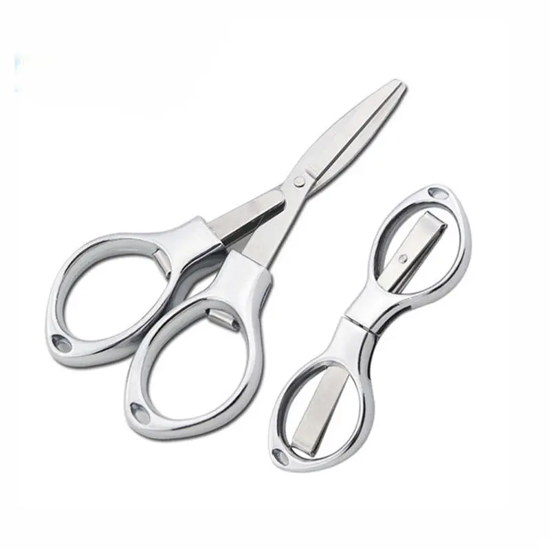 Foldable Scissors Survival Stainless Steel Scissor Anti-Rust Scissors Glasses Shape Shear For Outdoor Camping Fishing Travel Use