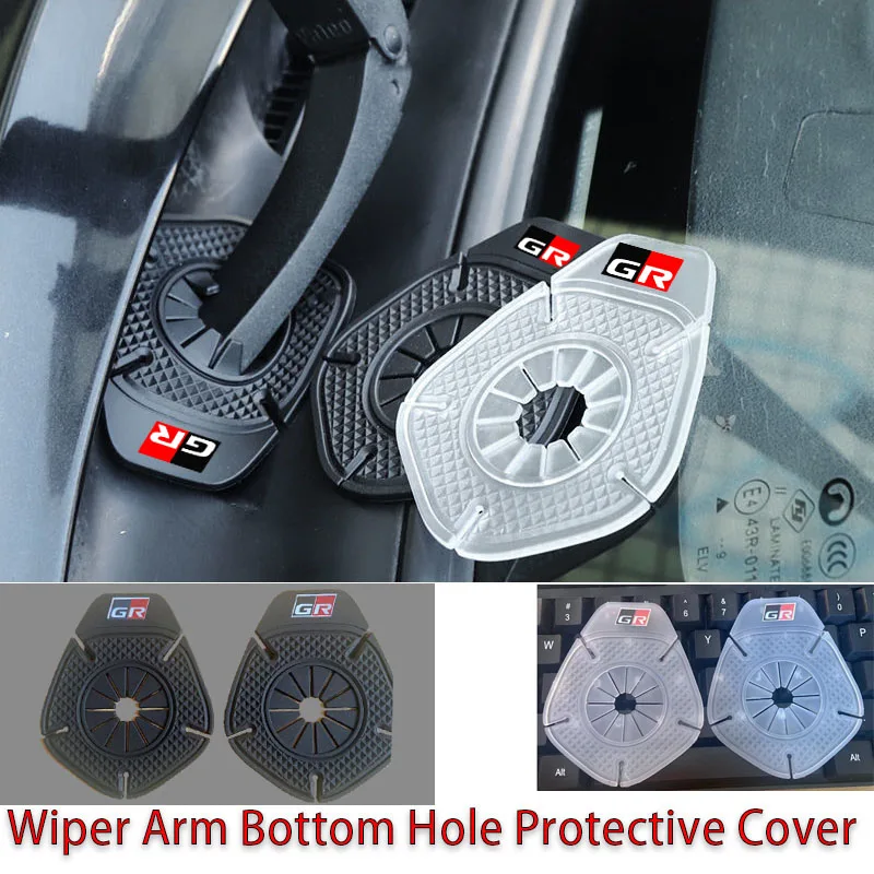 

2PCS Car Windshield Wiper Arm Bottom Hole Protective Cover Silicone for Toyota GR Sport GR Racing Corolla CHR RAV4 Yaris Prius