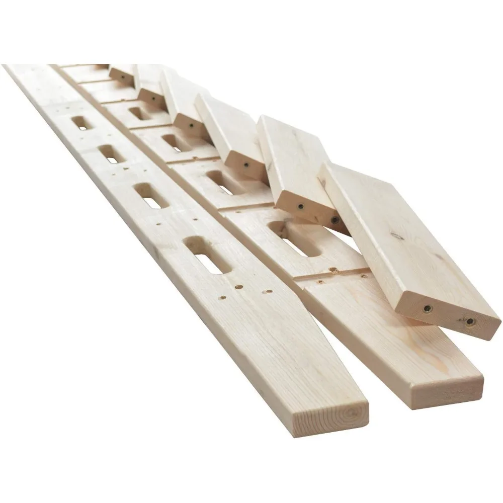 108" Knotty Pine Wood Sliding Library Ladder Rolling Ladder