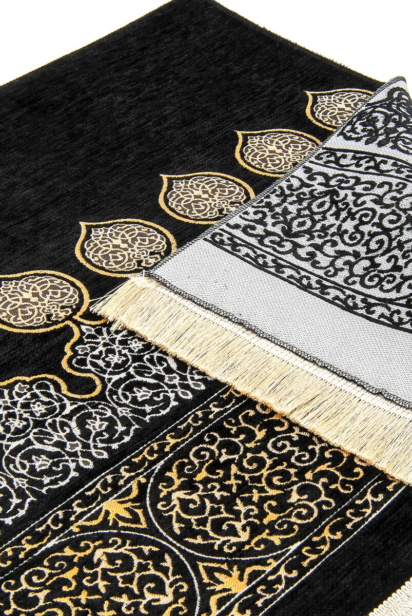 Ultra Plus The Kaaba with Patterned Black Sneef Cure 9 Sheet of Muslim Islamic Prayer Mat Holy Quraan Islamic Mats