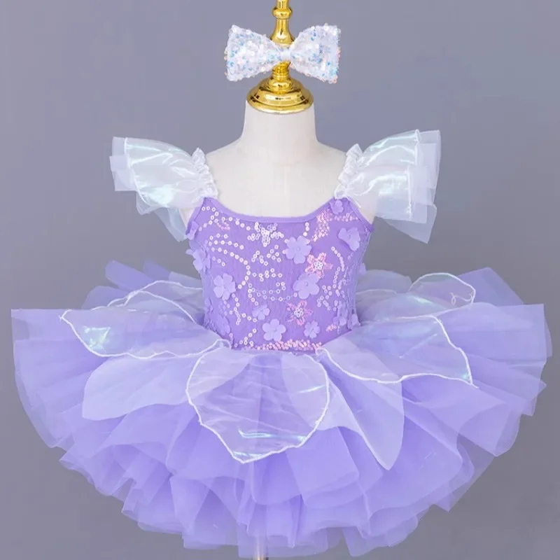 Robe de Ballet à paillettes pour enfants, vêtements de spectacle, Beige, jupes de danse modernes pour filles, vêtements de danse de ballet et de tutu pour enfants, 2025