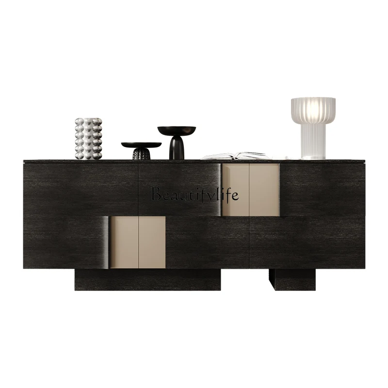 

Italian light luxury dining side cabinet integrated against the wall storage storage cabinet modern and simple