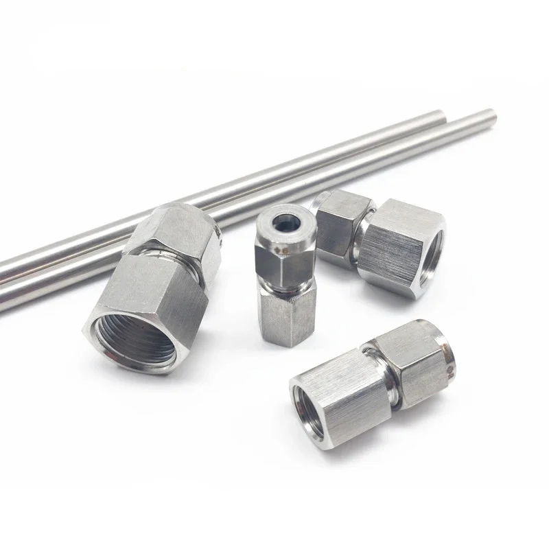 

304 Stainless Steel Double Ferrule Fitting 6mm 8mm 10mm 12mm Tube to 1/8" 1/4" 3/8" 1/2" Hex female thread straight joint