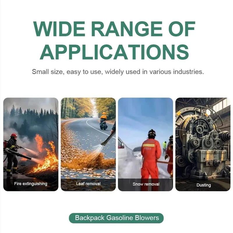 

4-тактный рюкзак Бензиновый вентилятор для очистки снега Очистка шоссе Легкий топливный вентилятор Сарай Рюкзак Снегоочиститель для листьев