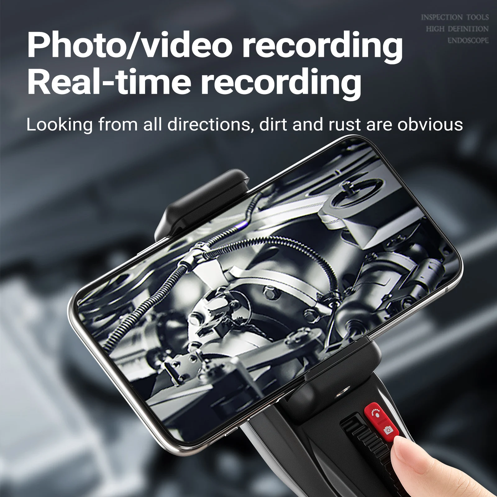 DDCAMERA Two-Way Articulating Borescope for iPhone & Smartphone 6.2MM Endoscope Camera with Light  for Engine Pipe Inspection