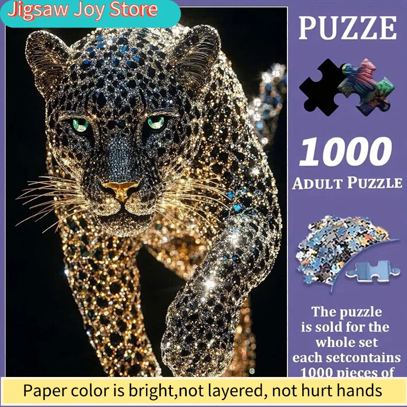 

Colorful Gradient Leopard Jigsaw Puzzle, Family Interaction & Fun Gift, Vibrant Abstract Design, Animal Pattern Challenging &