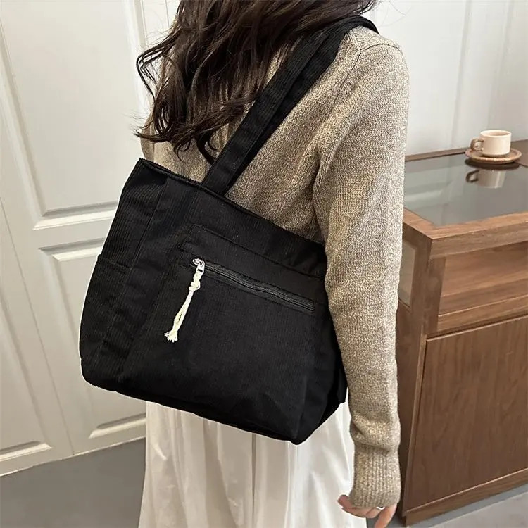 

Корейская большая вместительная студенческая сумка-тоут на одно плечо, женская модная однотонная универсальная сумка для молодых девушек