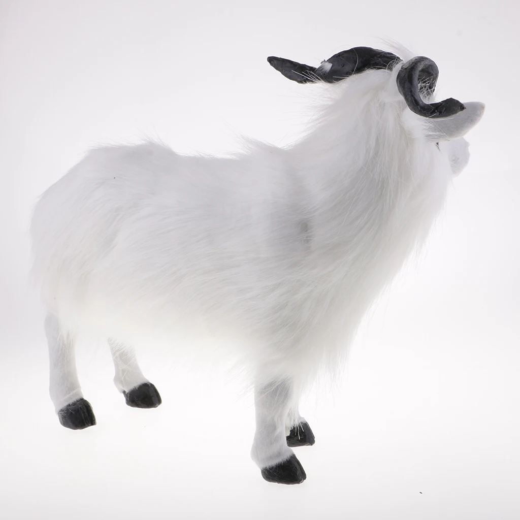 Synthetic Fibre Goat Action Figure Home Table Desktop Decoration Animal Art Statue for Garden Patio