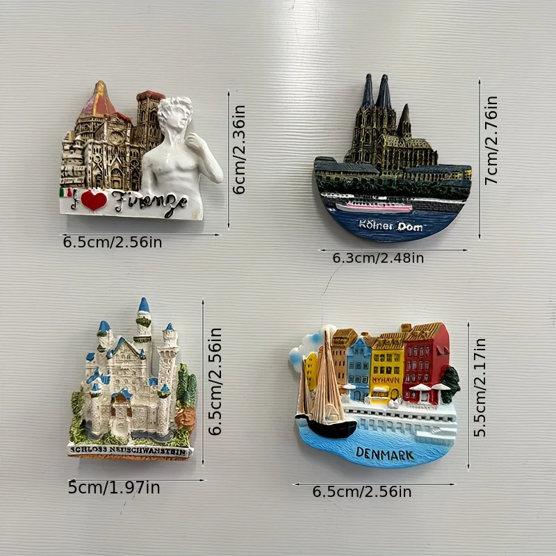 1 قطعة اليدوية ثلاثية الأبعاد الراتنج الفن مغناطيس الثلاجة ، فرانكفورت بريمن براغ ساحة شلالات نياجرا سوان ستون القلعة ميونيخ الدنمارك نوتردا