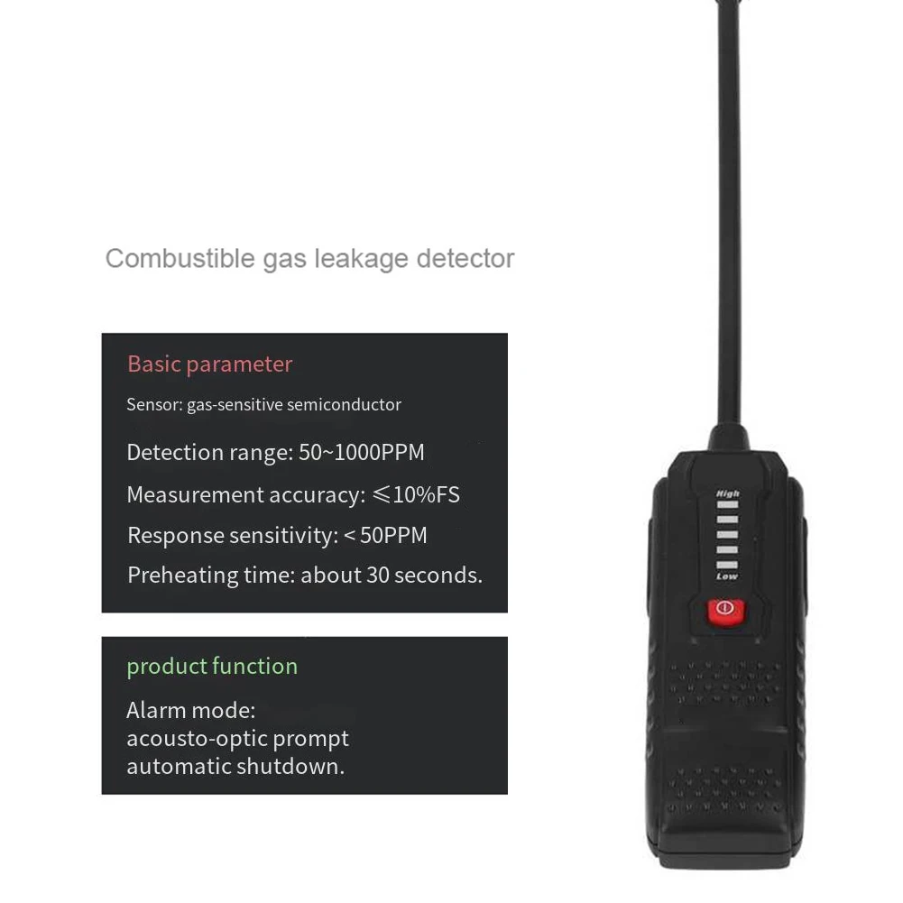 1 Piece HT66 Gas Leak Detector 50-1000PPM Audible Visual Alarm For Home RV Industrial Metallurgy Petroleum Testing Tool