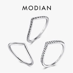 Modian 2026 New Stackable 100% 925 Sterling Silver Simple Fashion Geometric Ring Classic Finger Fine Popular jewelry For Women
