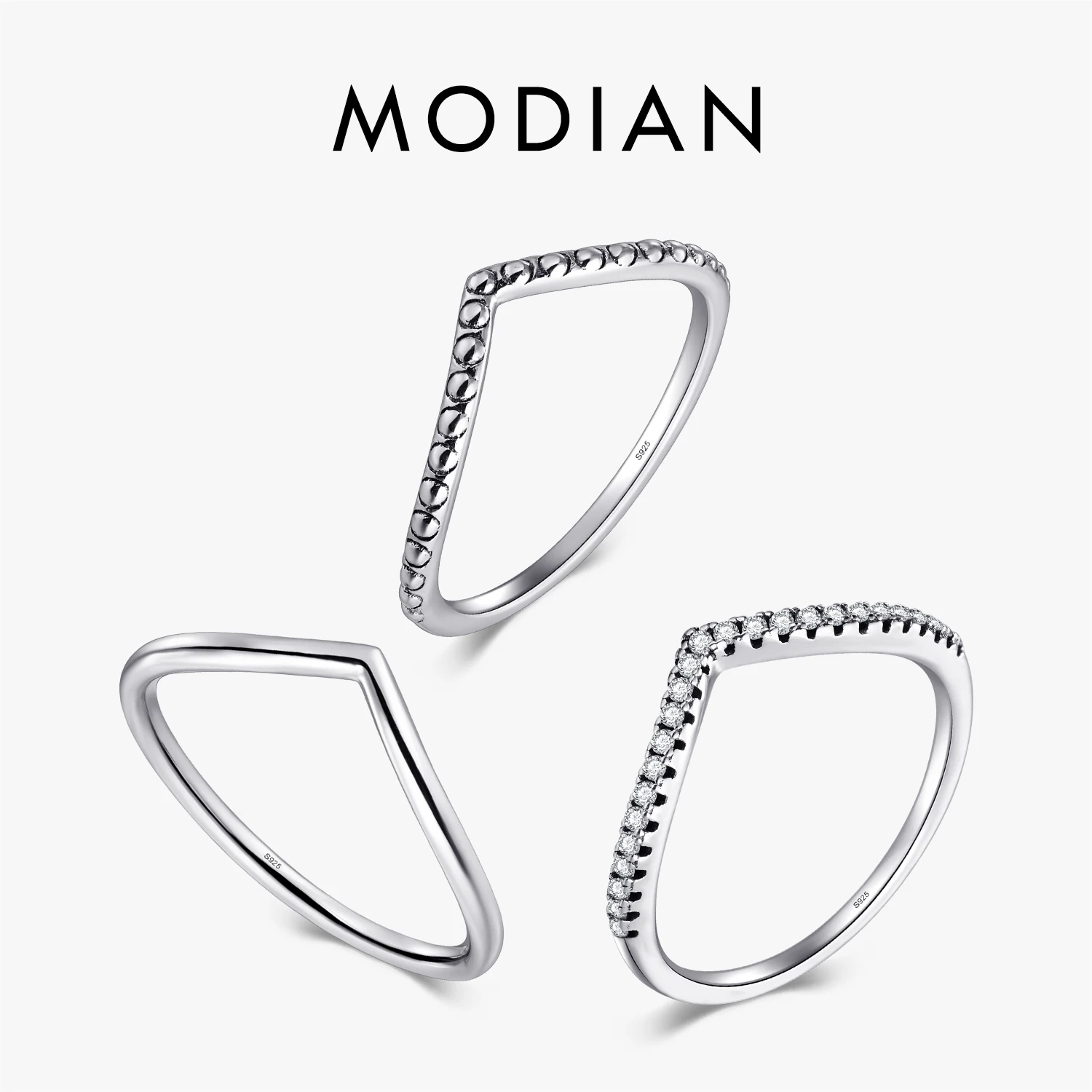 Modian 2026 Nowe Pierścionki do Noszenia w Stosie, 100% Srebro Próby 925, Proste, Modne, Geometryczne, Klasyczne, Eleganckie, Popularna Biżuteria Damska