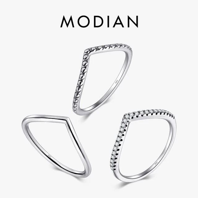 Modian 2026 Nowe Pierścionki do Noszenia w Stosie, 100% Srebro Próby 925, Proste, Modne, Geometryczne, Klasyczne, Eleganckie, Popularna Biżuteria Damska
