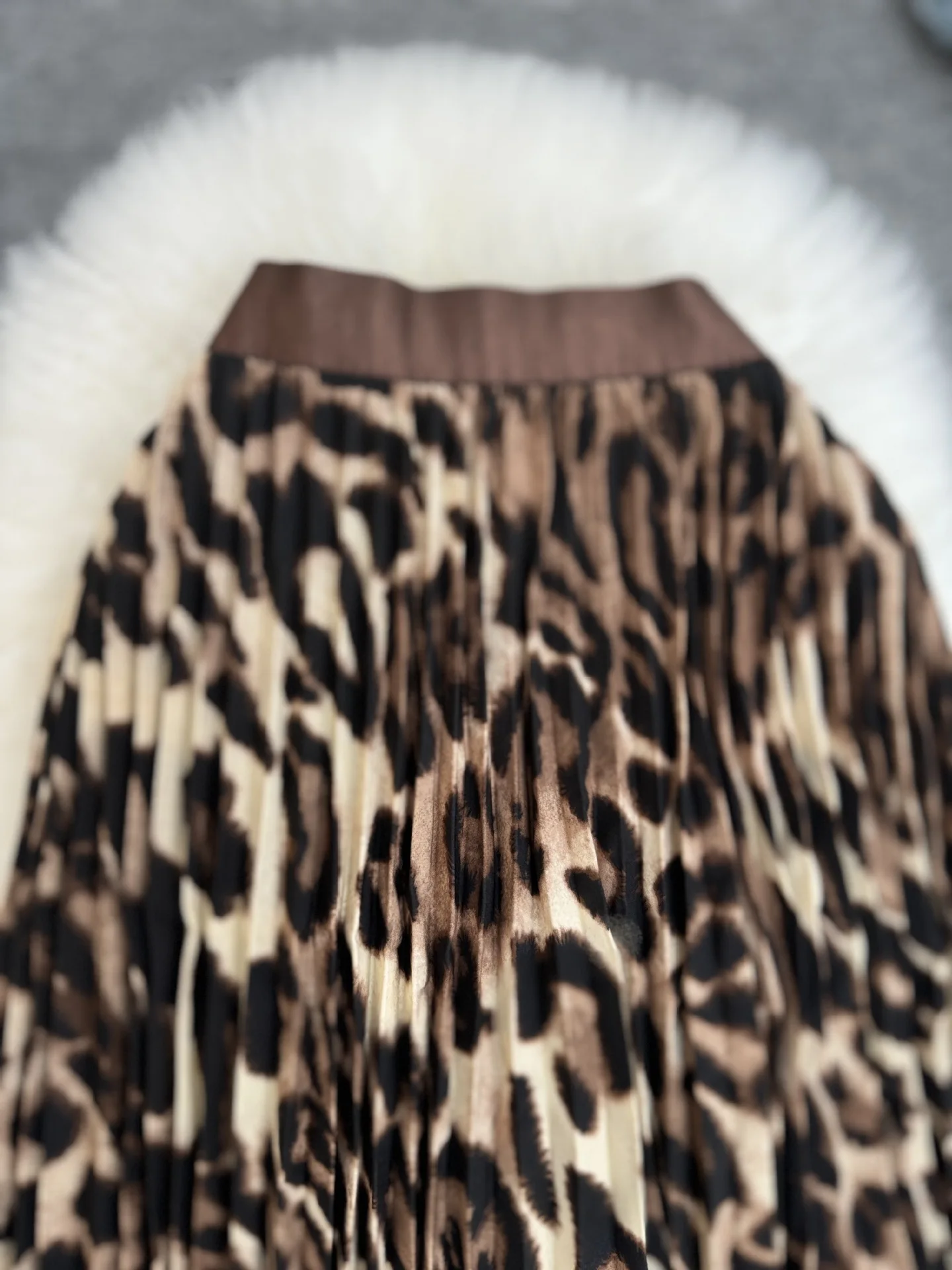 Spring Summer Leopard Print Pleated Long Skirt For Women 2026 Vintage Casual Office Lady Skirts