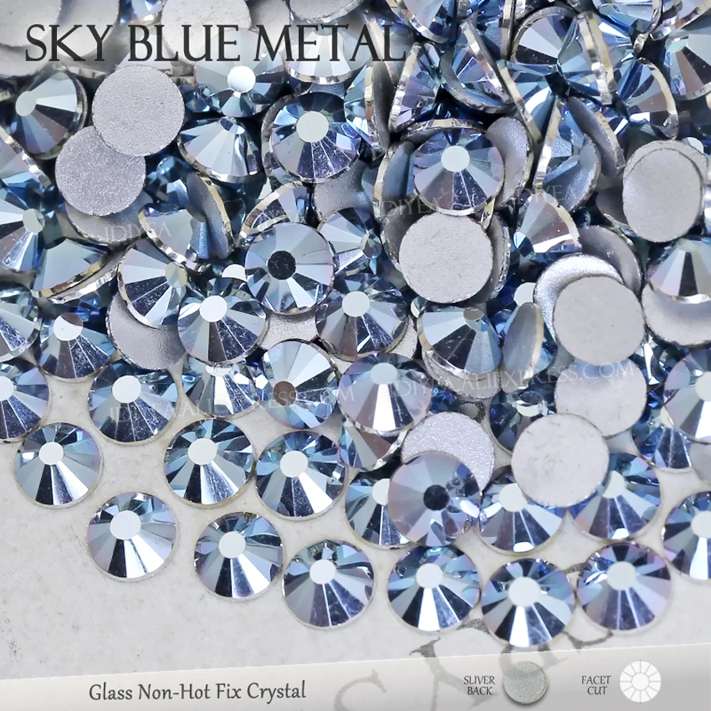NUOVI COLORI Non Hot Fix strass Cielo blu marrone Lucido per 3D del chiodo paillettes di cristallo di vetro strass glitters per la manicure