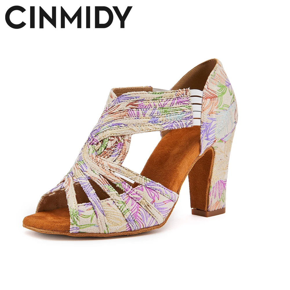 

9 CM Thick Heel Latin Dance Shoes For WomenTango Salsa Dance Training Shoes Ladies Indoor Party Sandals