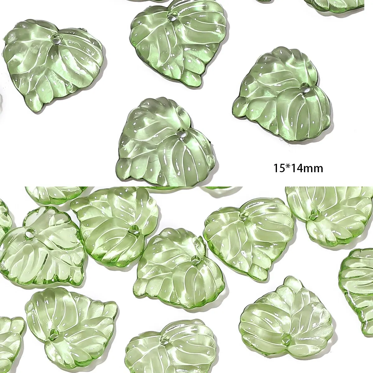 100 Stuks Acryl Mini Kleine Boom Blad Hand Kralen Diy Handgemaakte Ketting Oorbellen Losse Kraal Gescheiden Kraal Sieraden Accessoire Mater
