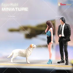 Miniature 1/87 1/64 1/43 1/24 1/18 Short Skirt Girl Male in Suits Dog Figure Dolls Creative Scene Props For Cars Display Decor