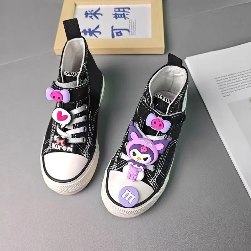 Kuromi 2025 new spring real photo drop shipping Fashion Children's Cartoon kids child skate black white purple causel shoes