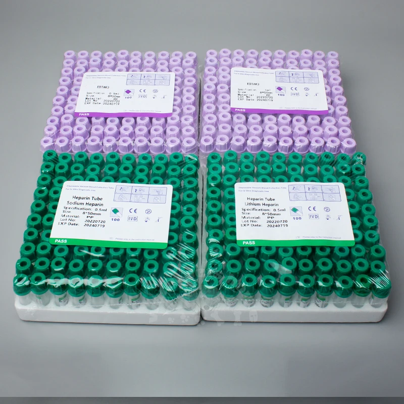 Sterile Micro Blood Collection Tube 0.5ml 1ml Lithium Sodium Heparin EDTAK3 for Human Animal Veterinary Consumables