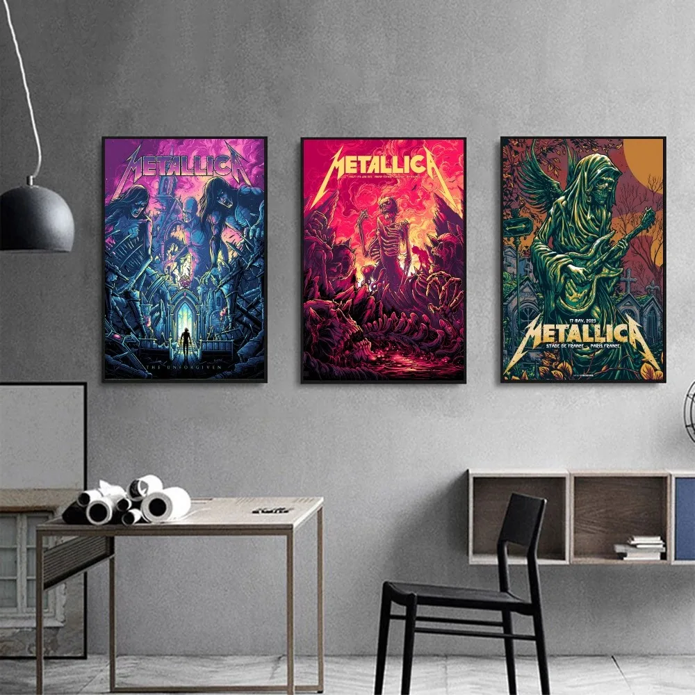 Rock M Metallica Poster 1PC Cartoon Pop Poster Paper Waterproof HD Sticker Bedroom Entrance Home Living Room Wall Decor