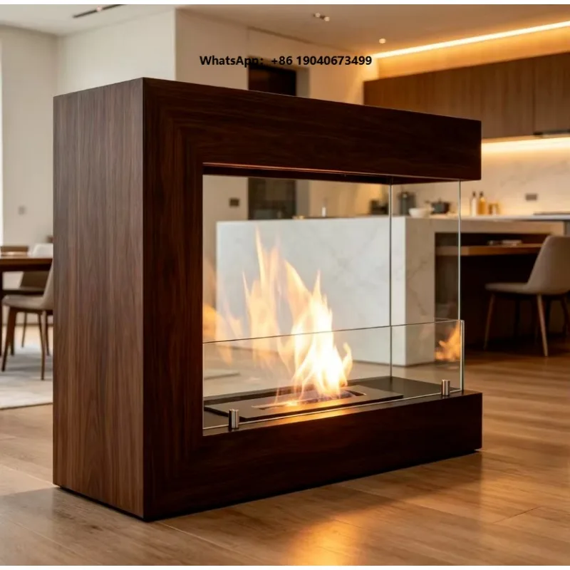 Portable Mini gas Fireplace Modern Indoor Heater Fire Pit Table with Grill for Living Room Patio Camping XH