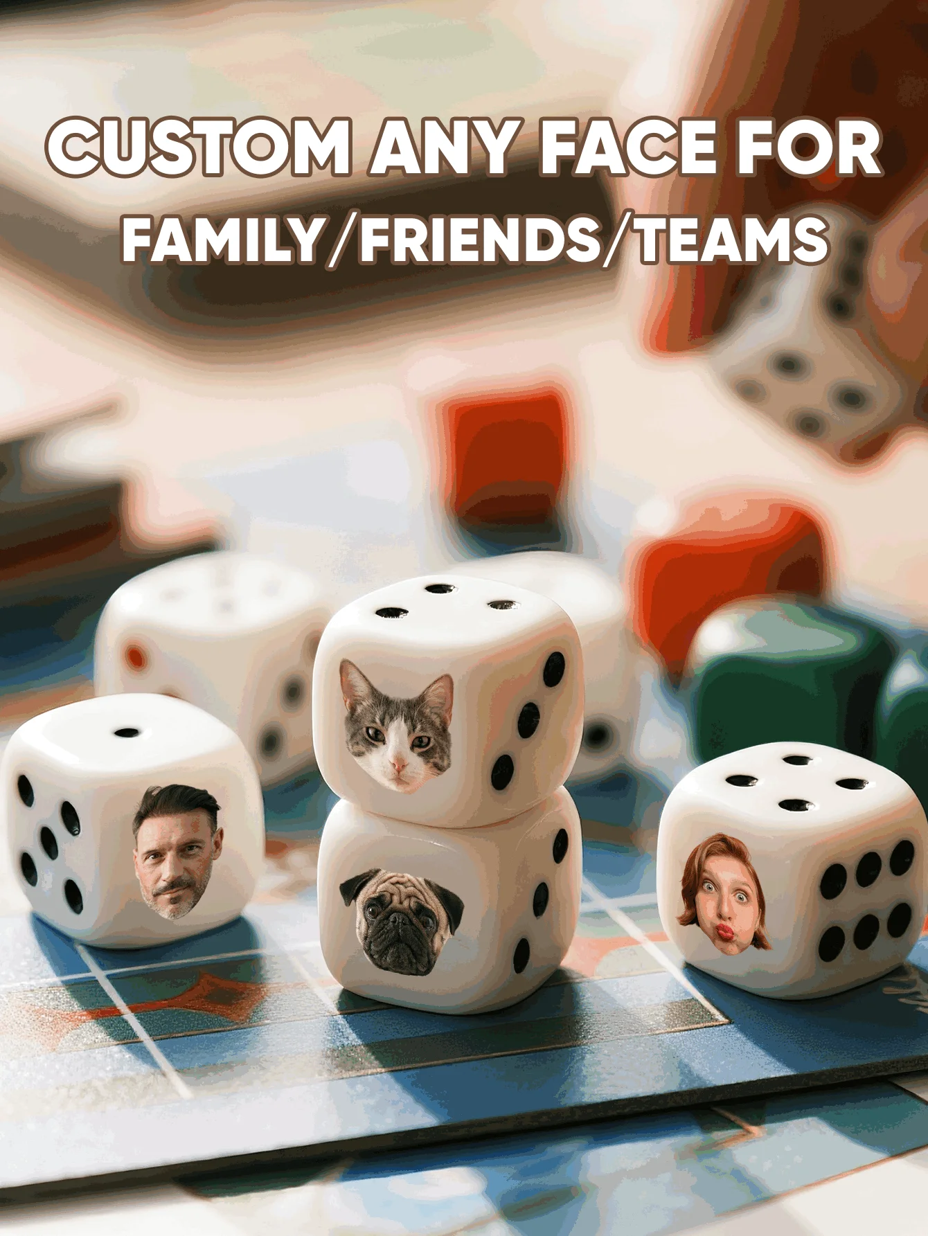 Custom Face Dice Personalized Face Dice Funny Game Dice Party Gift Wedding Favor Couple Family Friends